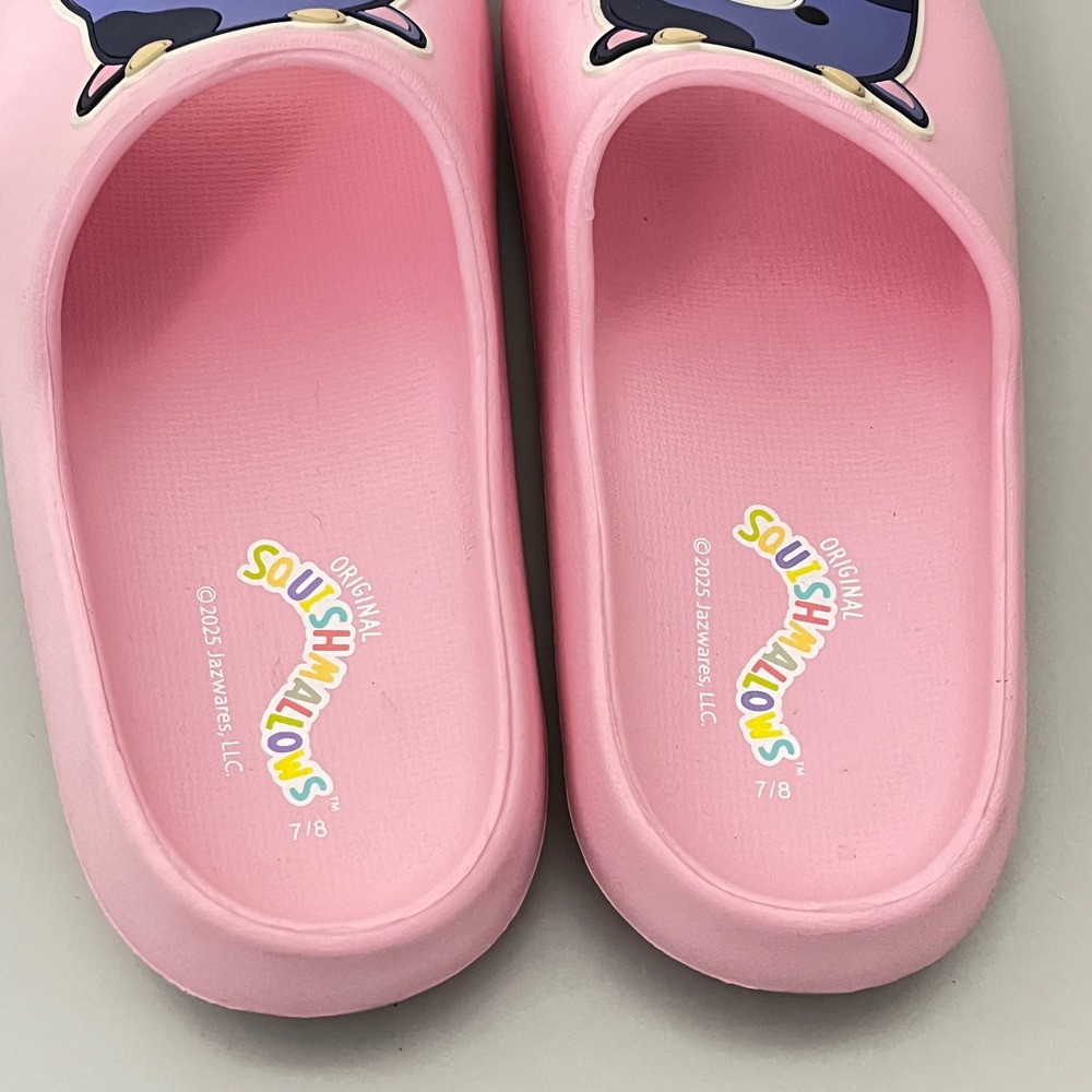 Squishmallows Slide Sandals Women Size 7/8‎ Pink Blue Cow Character Foam Slip On - Picture 3 of 6